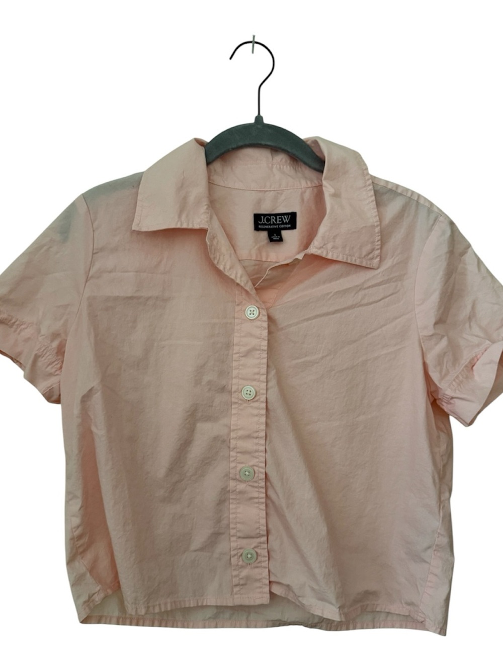 J. Crew Light Pink Button-Down Cropped Shirt